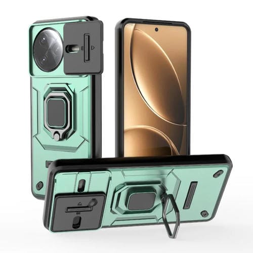 Funda para Teléfono Redmi K80 Pro con Soporte y Carcasa Deslizante de TPU y PC a Prueba de Golpes (Verde)
