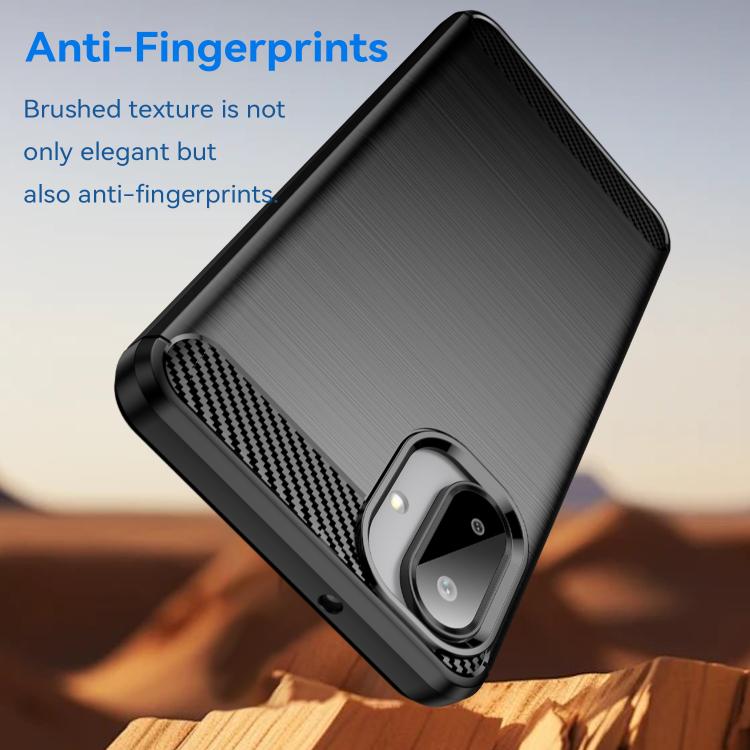 Funda de TPU con textura cepillada de fibra de carbono para Samsung Galaxy A07 4G (negra)