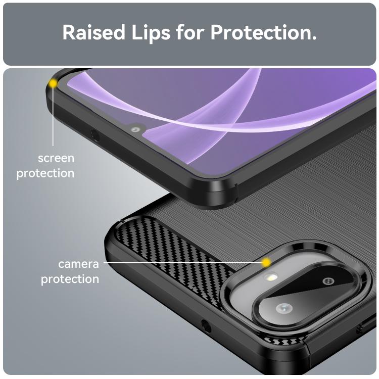 Funda de TPU con textura cepillada de fibra de carbono para Samsung Galaxy A07 4G (negra)