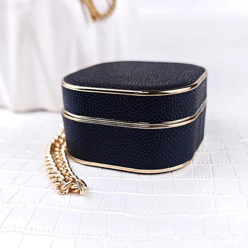 Estuche Protector Cuero Textura Lichi para Auriculares Samsung Galaxy Buds2/2 Pro con Pulsera de Metal (Negro)