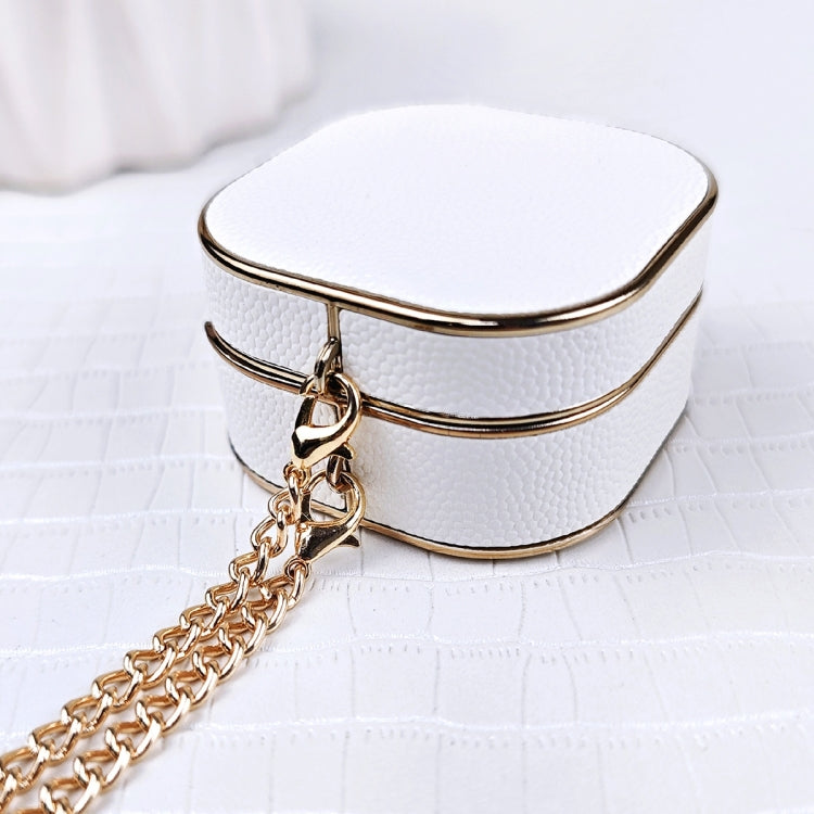 Estuche Protector Cuero Textura Lichi para Auriculares Samsung Galaxy Buds2/2 Pro con Pulsera Metal (Blanco)