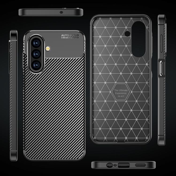 Funda de TPU a prueba de golpes con textura de fibra de carbono para Samsung Galaxy A17 5G (negra)