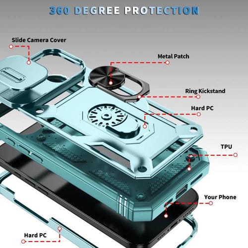 Funda deslizante de TPU + PC con soporte para iPhone 17 (verde)