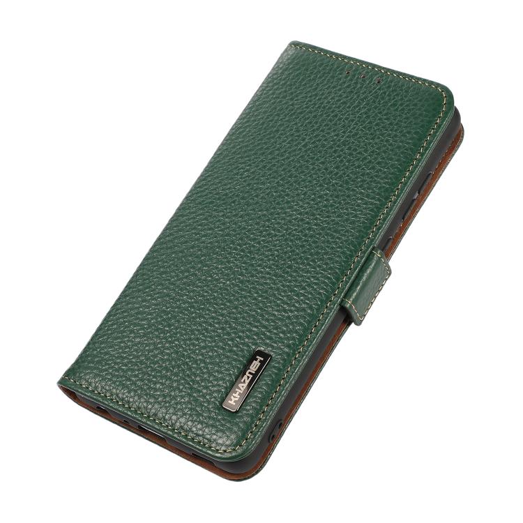 Funda de cuero genuino KHAZNEH con imán lateral RFID para Samsung Galaxy XCover7 Pro (verde)