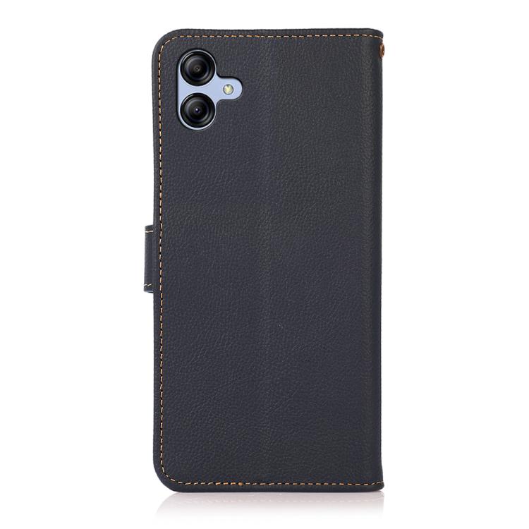 Funda de cuero genuino KHAZNEH Custer RFID para Samsung Galaxy A07 5G (azul)
