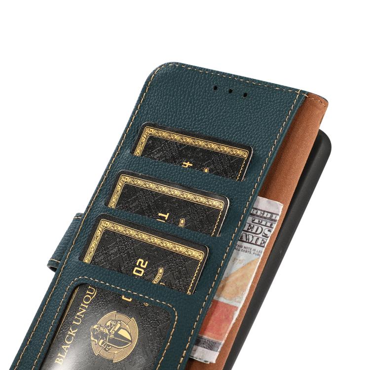 Funda de cuero genuino KHAZNEH Custer RFID para Samsung Galaxy A07 5G (verde)