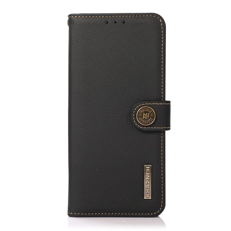 Funda de cuero genuino KHAZNEH Custer RFID para Samsung Galaxy XCover7 Pro (negra)