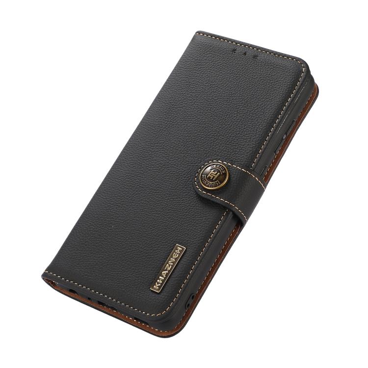 Funda de cuero genuino KHAZNEH Custer RFID para Samsung Galaxy XCover7 Pro (negra)