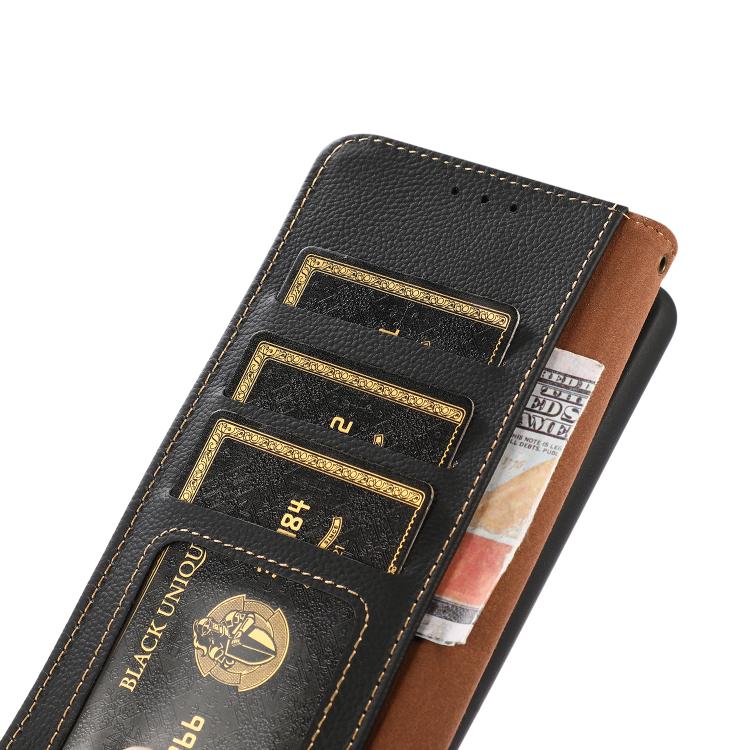 Funda de cuero genuino KHAZNEH Custer RFID para Samsung Galaxy XCover7 Pro (negra)