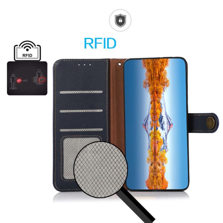 Funda de cuero genuino KHAZNEH Custer RFID para Samsung Galaxy XCover7 Pro (azul)
