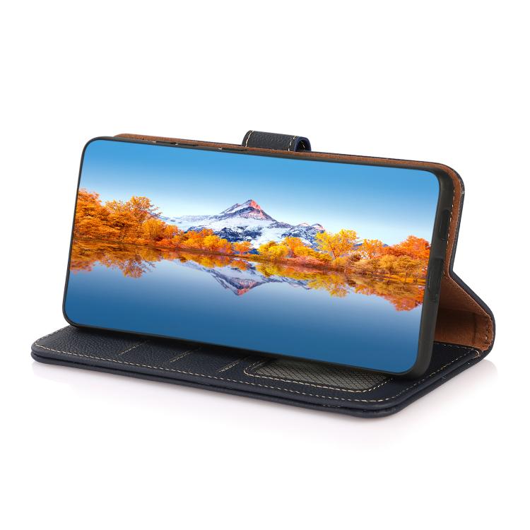 Funda de cuero genuino KHAZNEH Custer RFID para Samsung Galaxy XCover7 Pro (azul)
