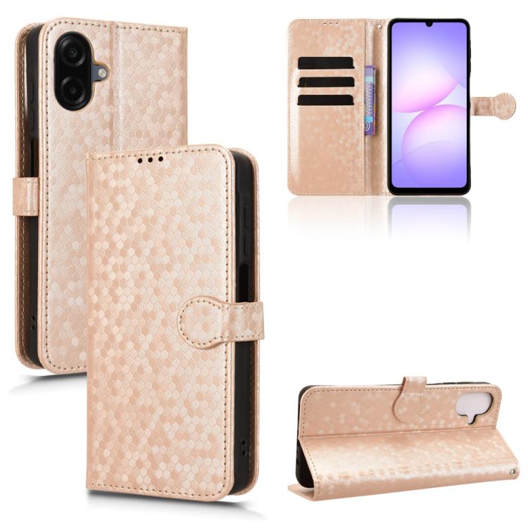 Funda de cuero con textura de puntos de panal para Samsung Galaxy A07 4G (dorada)
