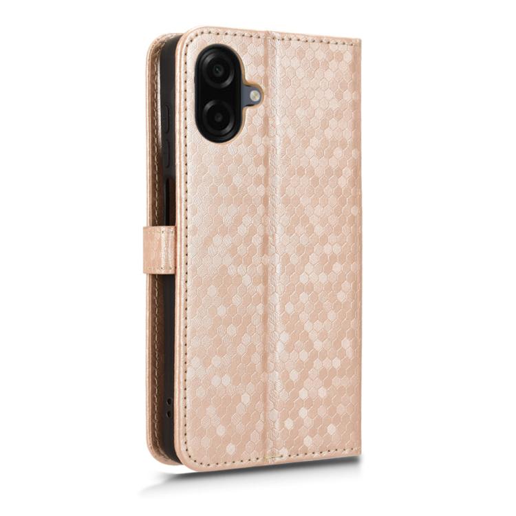 Funda de cuero con textura de puntos de panal para Samsung Galaxy A07 4G (dorada)