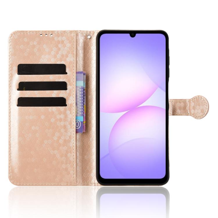 Funda de cuero con textura de puntos de panal para Samsung Galaxy A07 4G (dorada)