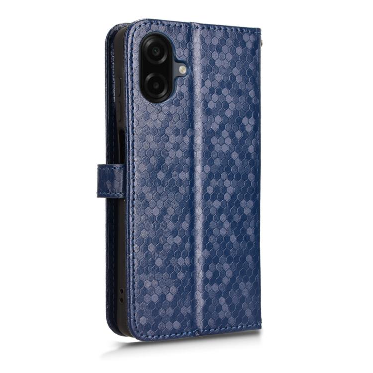 Funda de cuero con textura de lunares y panal para Samsung Galaxy A07 4G (azul)
