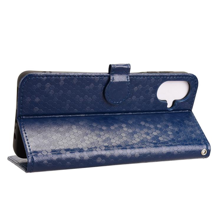 Funda de cuero con textura de lunares y panal para Samsung Galaxy A07 4G (azul)