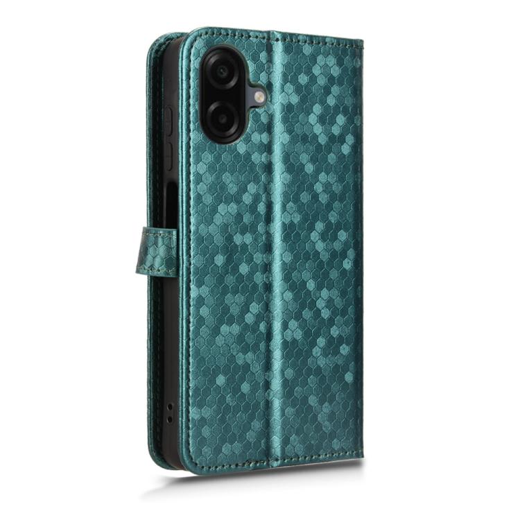 Funda de cuero con textura de lunares y panal para Samsung Galaxy A07 4G (verde)