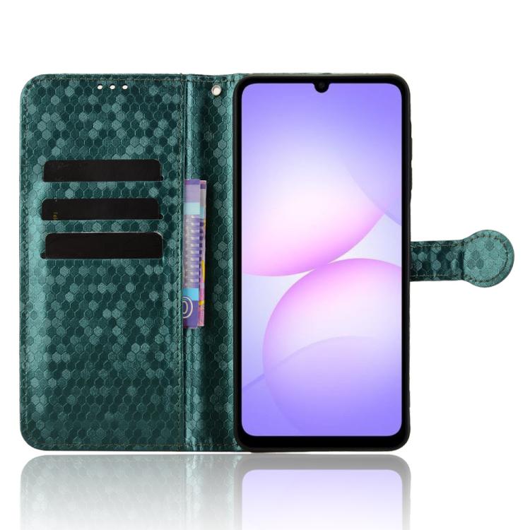 Funda de cuero con textura de lunares y panal para Samsung Galaxy A07 4G (verde)