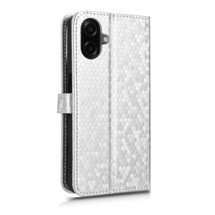 Funda de cuero con textura de panal y puntos para Samsung Galaxy A07 4G (plateada)
