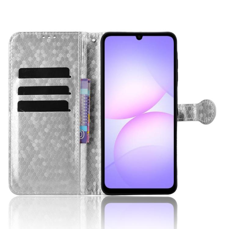 Funda de cuero con textura de panal y puntos para Samsung Galaxy A07 4G (plateada)