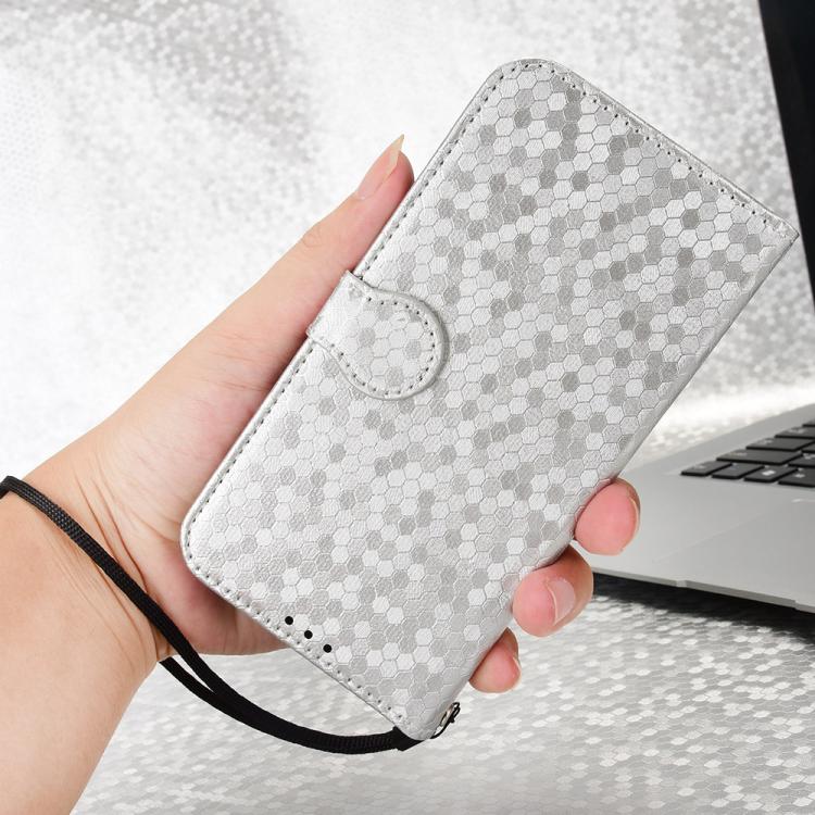 Funda de cuero con textura de panal y puntos para Samsung Galaxy A07 4G (plateada)