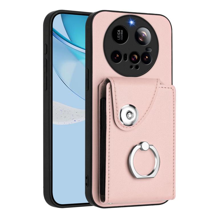 Funda para Xiaomi 15 Ultra con tarjetero y anillo (rosa)
