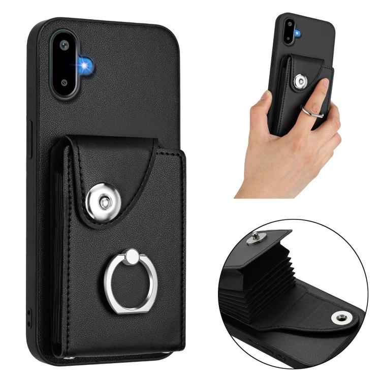 Funda para Samsung Galaxy F06 5G / M06 5G con tarjetero y anillo (negra)