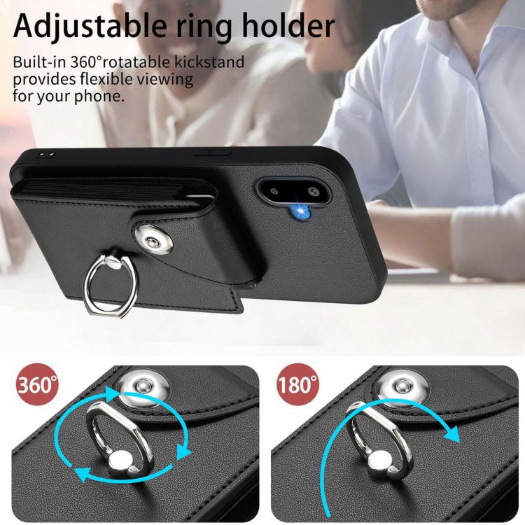 Funda para Samsung Galaxy F06 5G / M06 5G con tarjetero y anillo (negra)