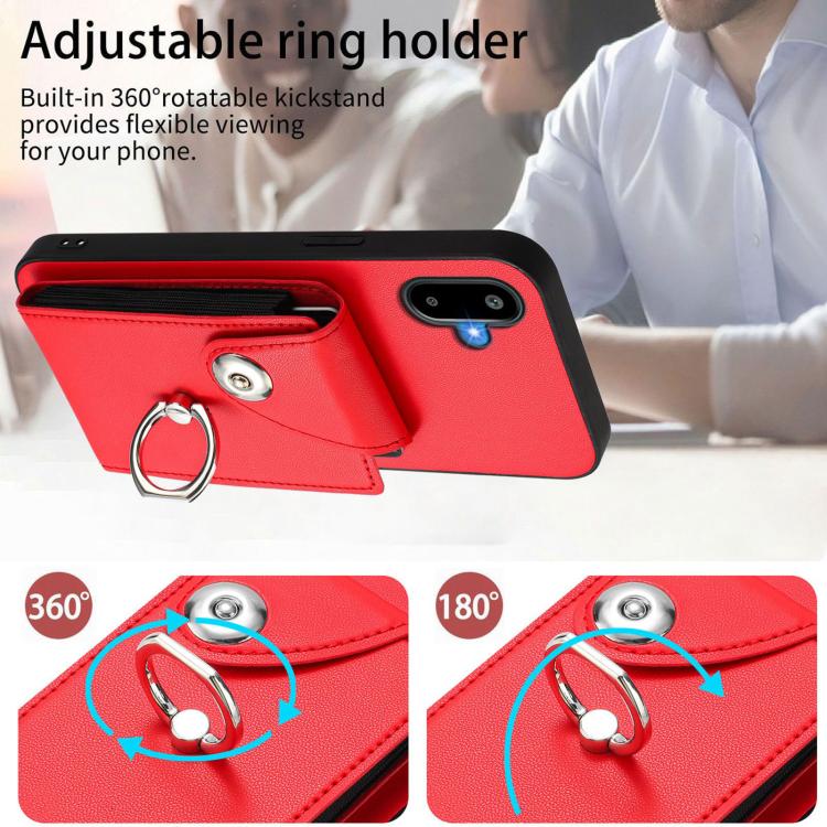 Funda para Samsung Galaxy F06 5G / M06 5G con tarjetero y anillo (roja)