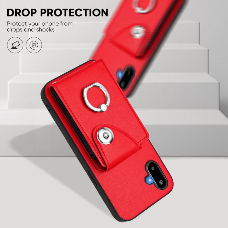 Funda para Samsung Galaxy F06 5G / M06 5G con tarjetero y anillo (roja)