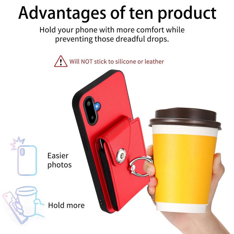 Funda para Samsung Galaxy F06 5G / M06 5G con tarjetero y anillo (roja)