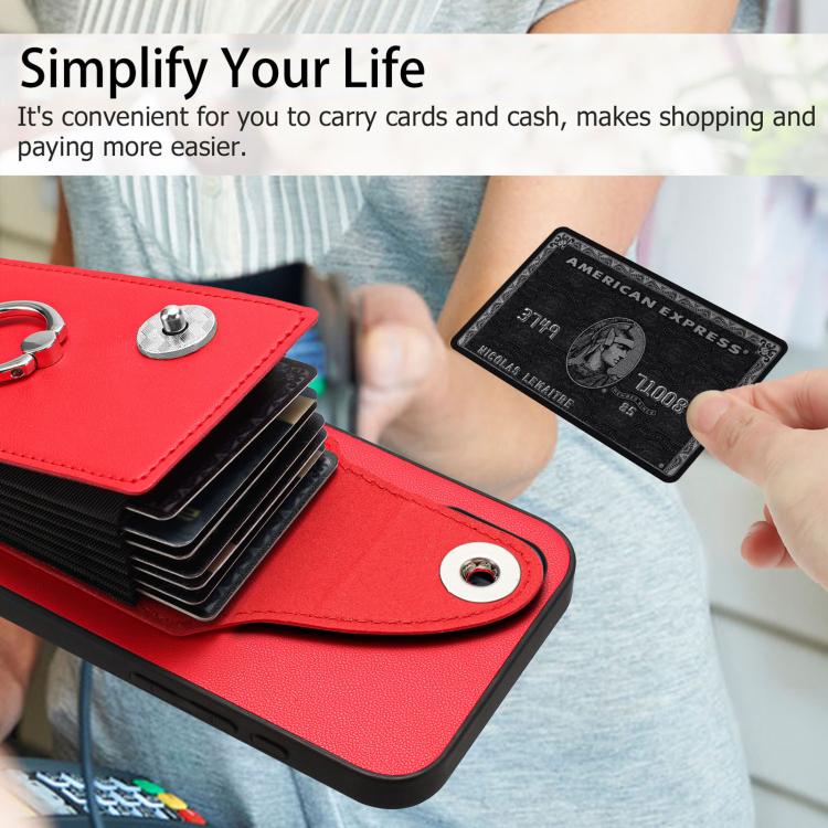 Funda para Samsung Galaxy F06 5G / M06 5G con tarjetero y anillo (roja)