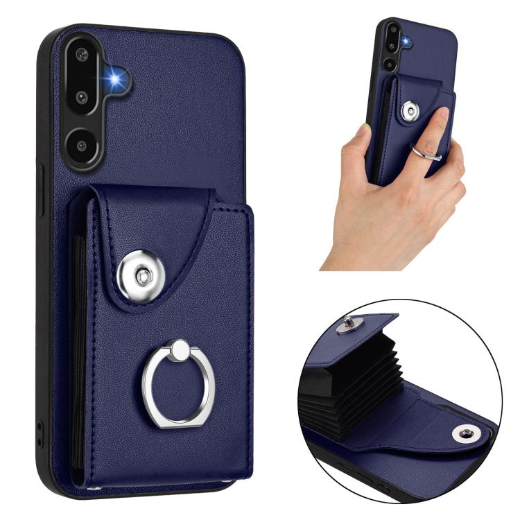 Funda para Samsung Galaxy M16 5G / F16 5G con tarjetero y anillo (azul)