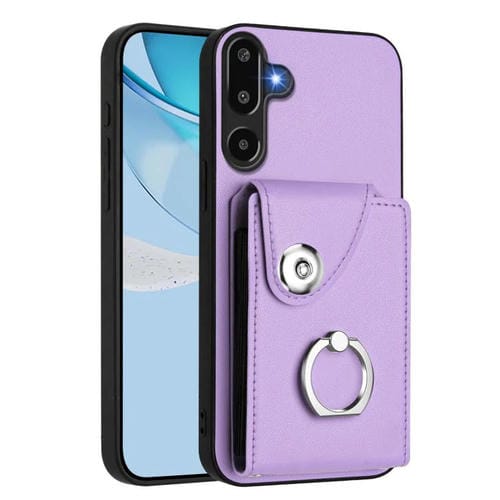 Funda para Samsung Galaxy M16 5G / F16 5G con tarjetero y anillo (morado)