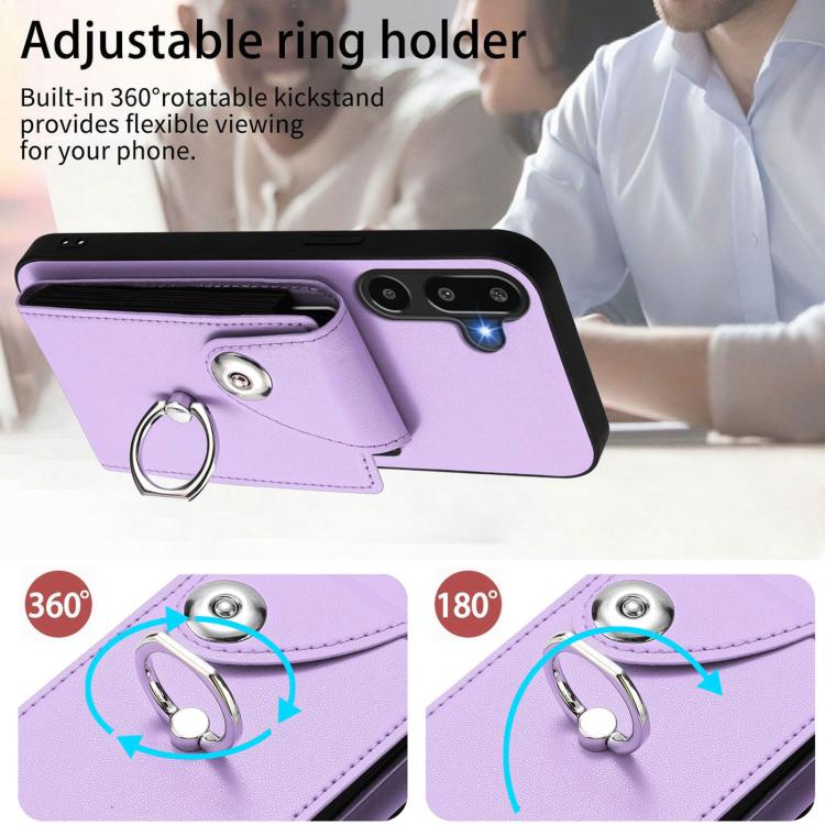 Funda para Samsung Galaxy M16 5G / F16 5G con tarjetero y anillo (morado)