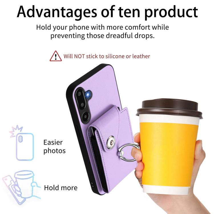 Funda para Samsung Galaxy M16 5G / F16 5G con tarjetero y anillo (morado)
