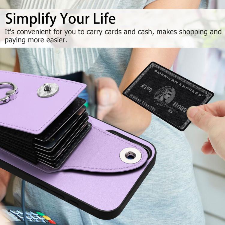 Funda para Samsung Galaxy M16 5G / F16 5G con tarjetero y anillo (morado)