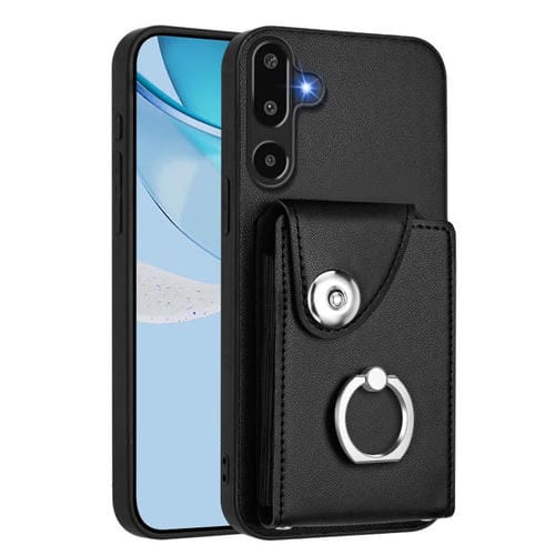 Funda para Samsung Galaxy M16 5G / F16 5G con tarjetero y anillo (negra)