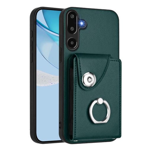 Funda para Samsung Galaxy M16 5G / F16 5G con tarjetero y anillo (verde)
