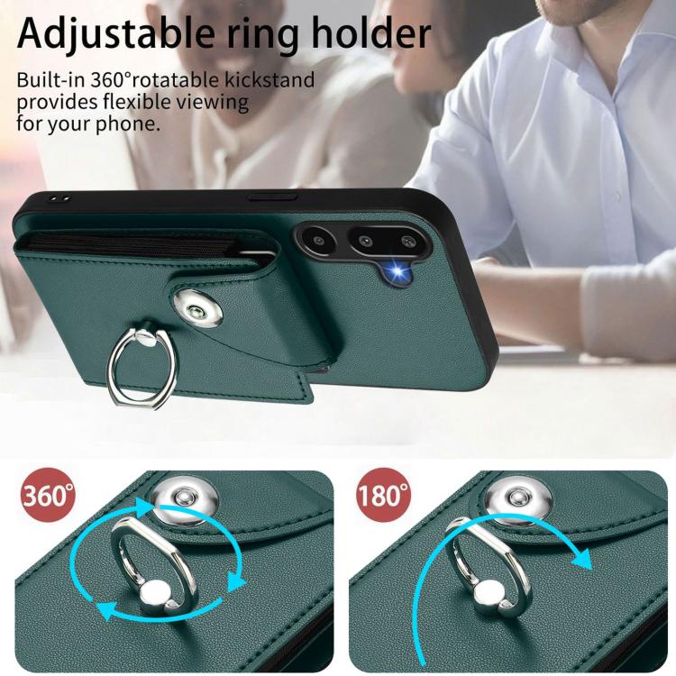 Funda para Samsung Galaxy M16 5G / F16 5G con tarjetero y anillo (verde)