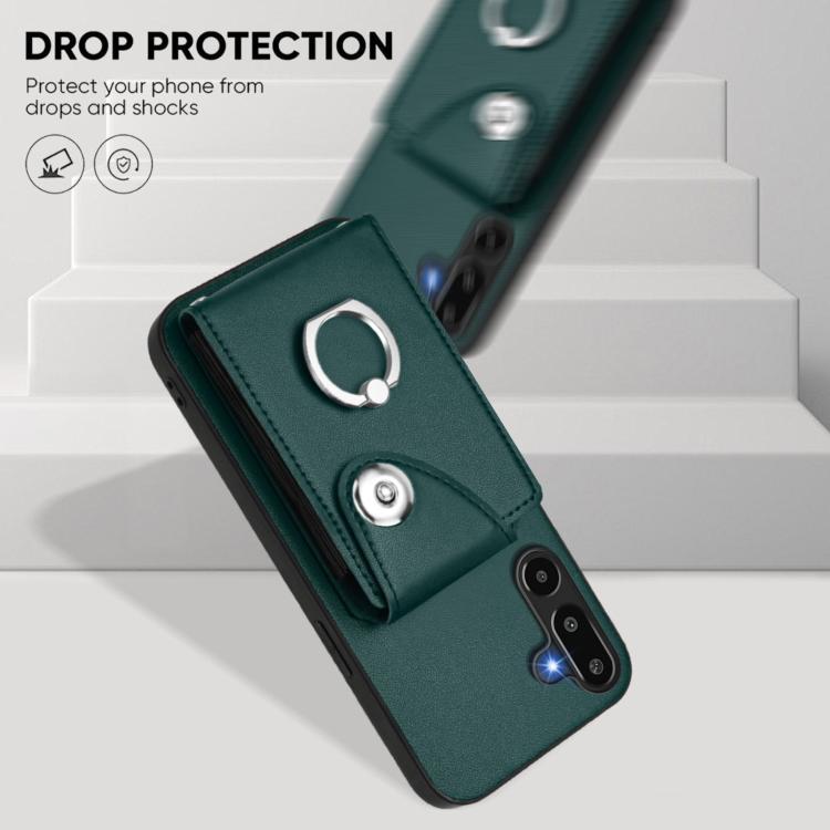 Funda para Samsung Galaxy M16 5G / F16 5G con tarjetero y anillo (verde)