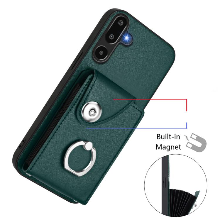Funda para Samsung Galaxy M16 5G / F16 5G con tarjetero y anillo (verde)