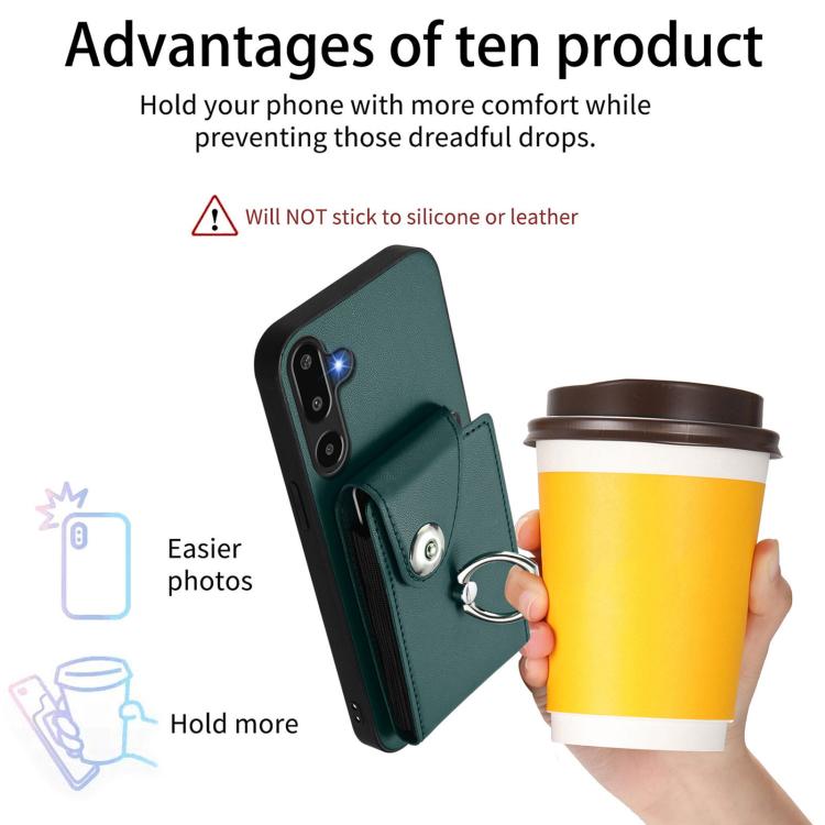 Funda para Samsung Galaxy M16 5G / F16 5G con tarjetero y anillo (verde)