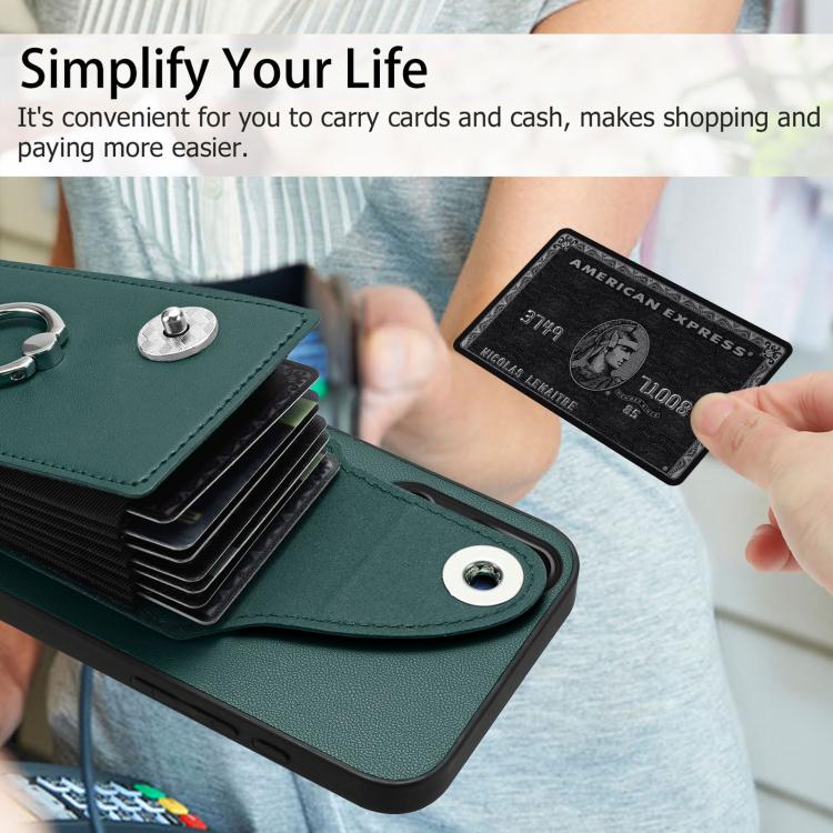Funda para Samsung Galaxy M16 5G / F16 5G con tarjetero y anillo (verde)
