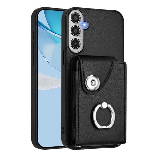 Funda para Samsung Galaxy M35 5G con tarjetero y anillo (negra)