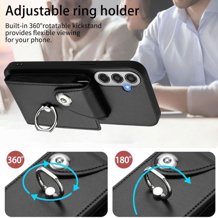 Funda para Samsung Galaxy M35 5G con tarjetero y anillo (negra)