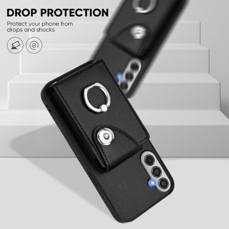 Funda para Samsung Galaxy M35 5G con tarjetero y anillo (negra)