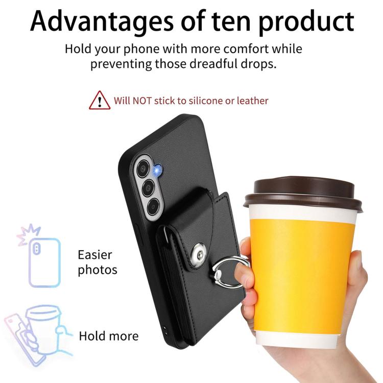 Funda para Samsung Galaxy M35 5G con tarjetero y anillo (negra)