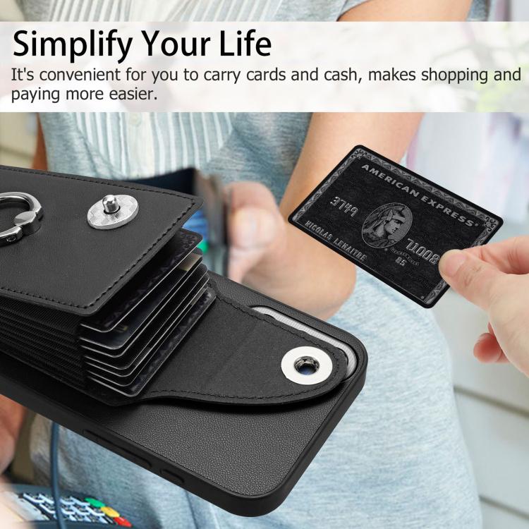 Funda para Samsung Galaxy M35 5G con tarjetero y anillo (negra)