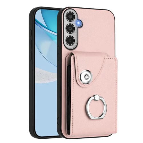 Funda para Samsung Galaxy M35 5G con tarjetero y anillo (rosa)